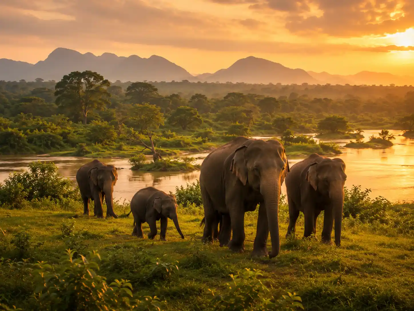 Wild elephants and safari experience in Sri Lanka national park