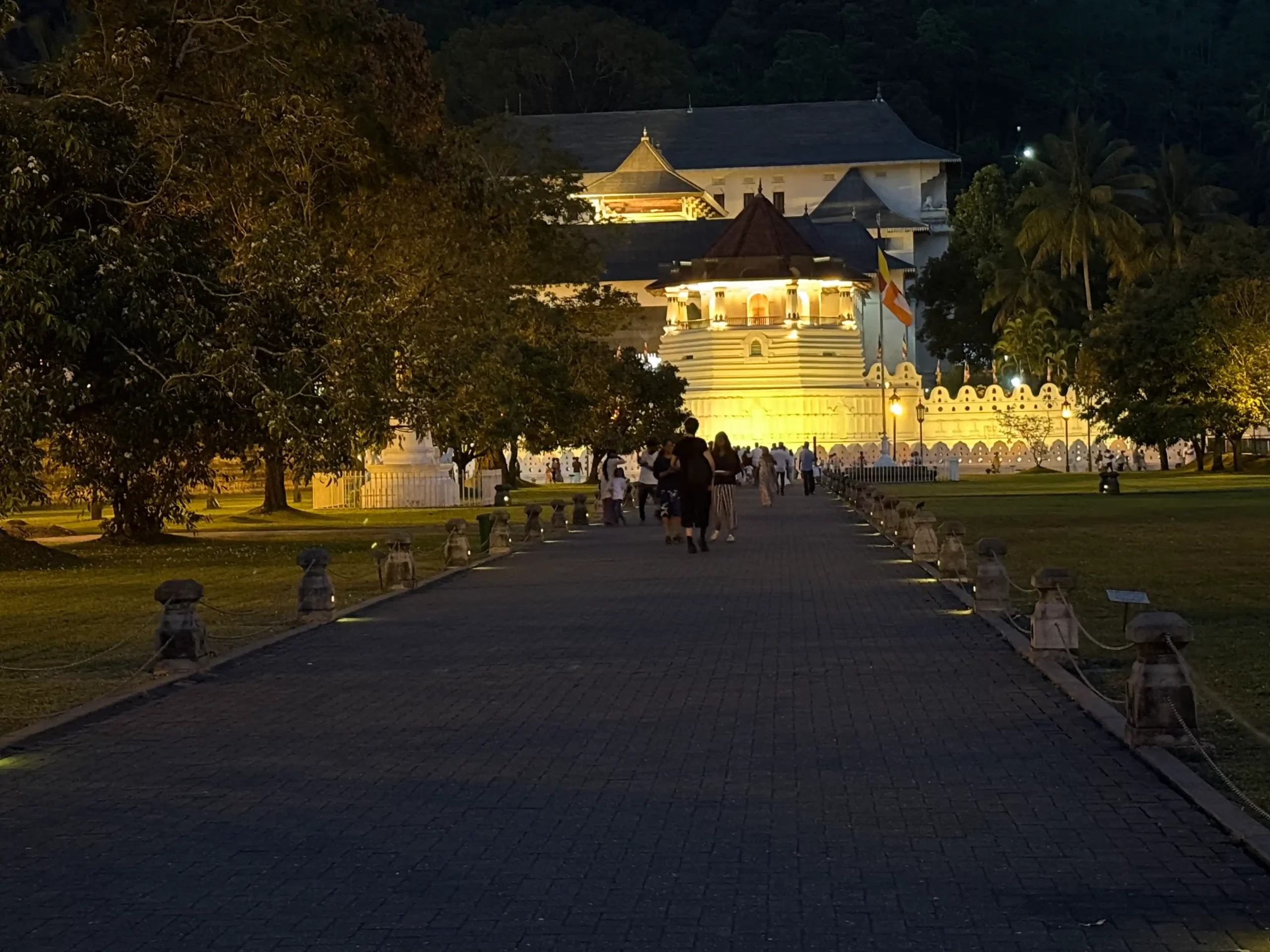 Temple of the Tooth in Kandy Sri Lanka at night