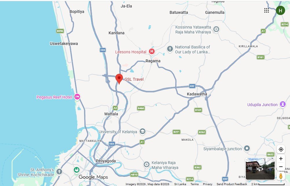 Sri Lanka map showing YesCeylon travel location and private tour service area